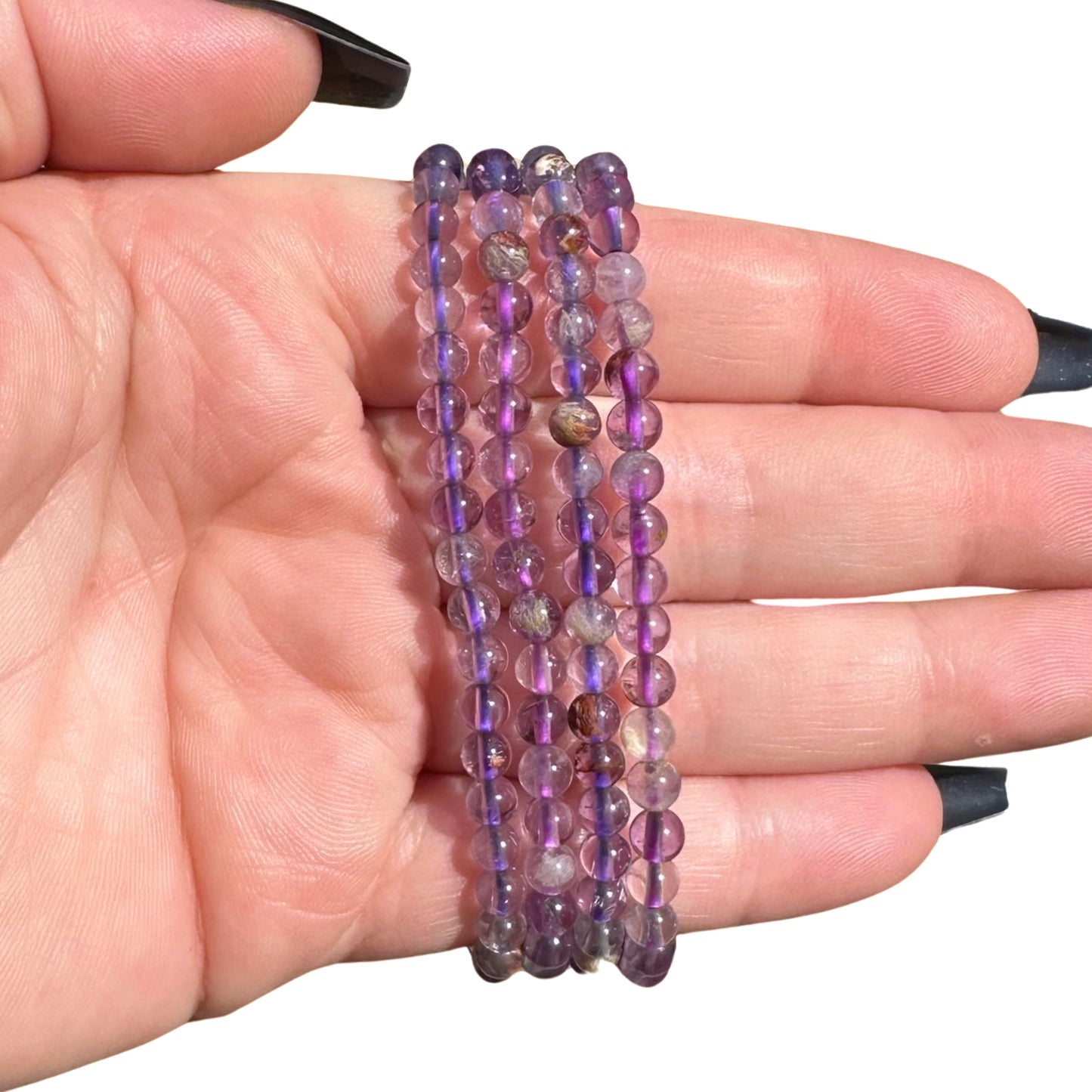 Amethyst x Garden Quartz Bead Bracelets 4mm