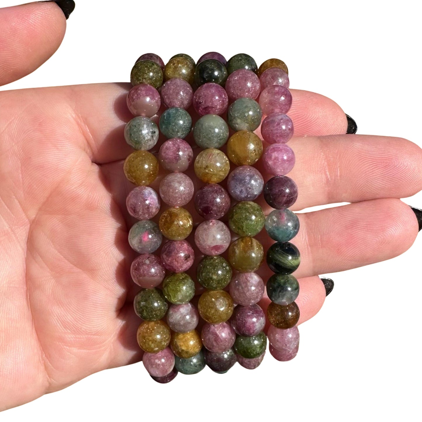 Mixed Tourmaline Bead Bracelets 8mm