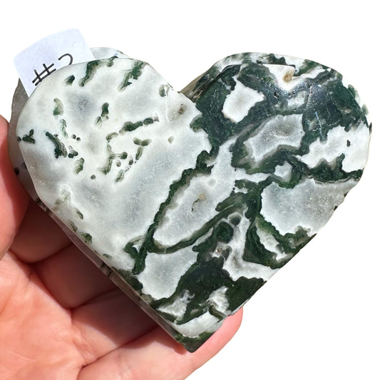 Moss Agate Double Heart #2